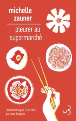 Couverture du livre, orangée avec dessins de plats et d'une main tenant des baguettes