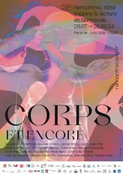Affiche du festival, anamorphoses de corps dans les tons rose et orangé