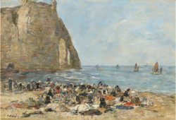 tableau d'Eugène Boudin : Lavandières sur la plage d'Etretat