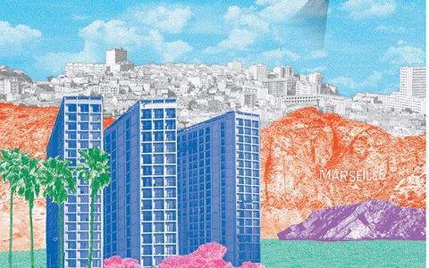 Visuel du festival Oh les beaux jours avec dessin de Marseille