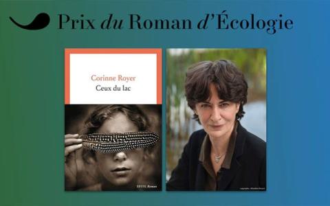 visuel avec couverture du livre et photo de la laureate