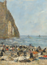 tableau d'Eugène Boudin : Lavandières sur la plage d'Etretat